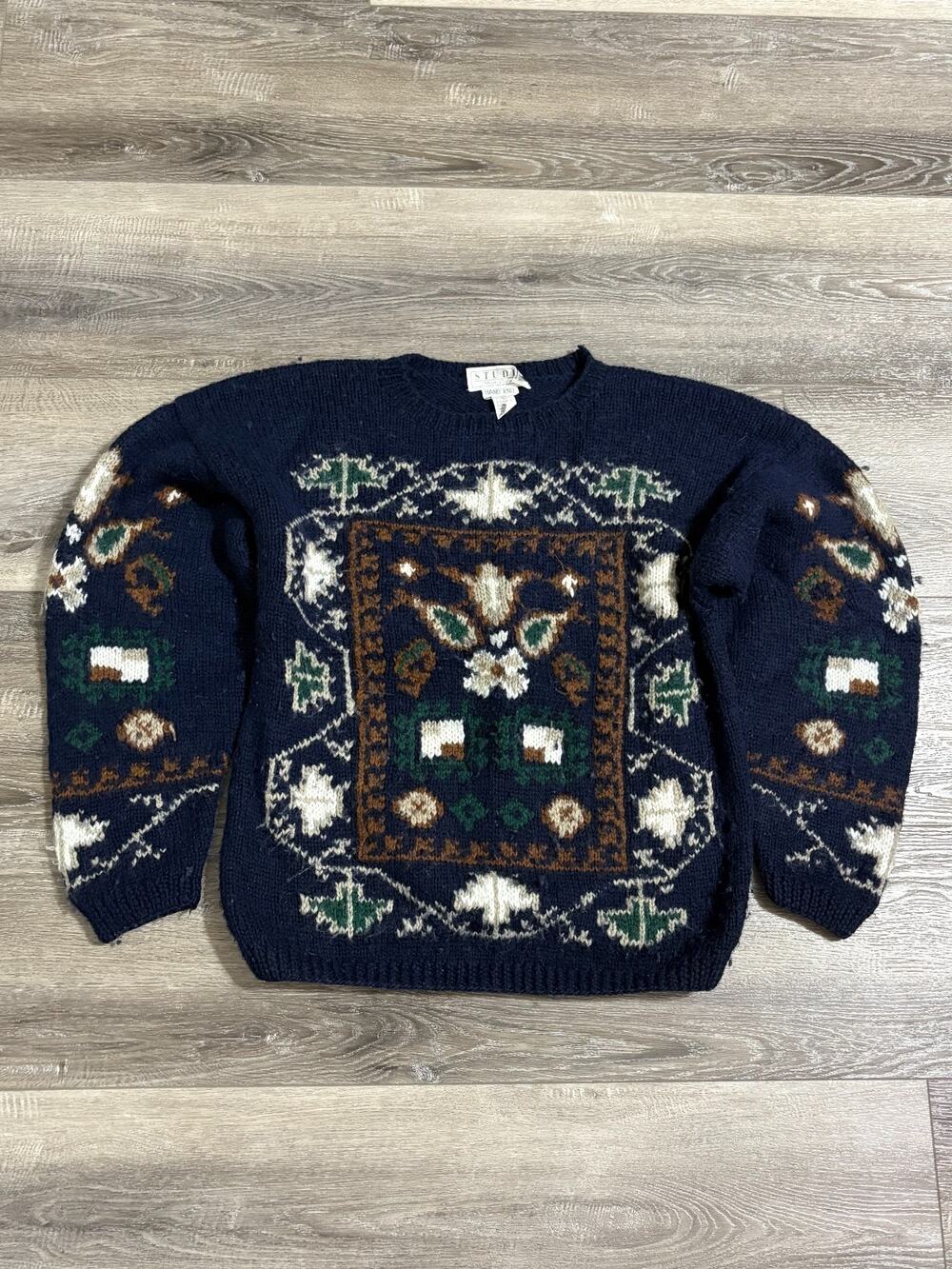 Vintage Studio Michelle Stuart Hand Knit Wool Sweater Preppy - Women’s Large